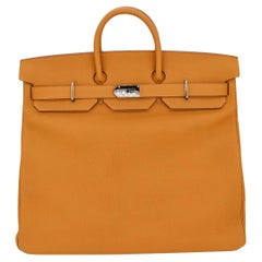 Hermès 50cm HAC Karamell Togo Leder Palladium Hardware