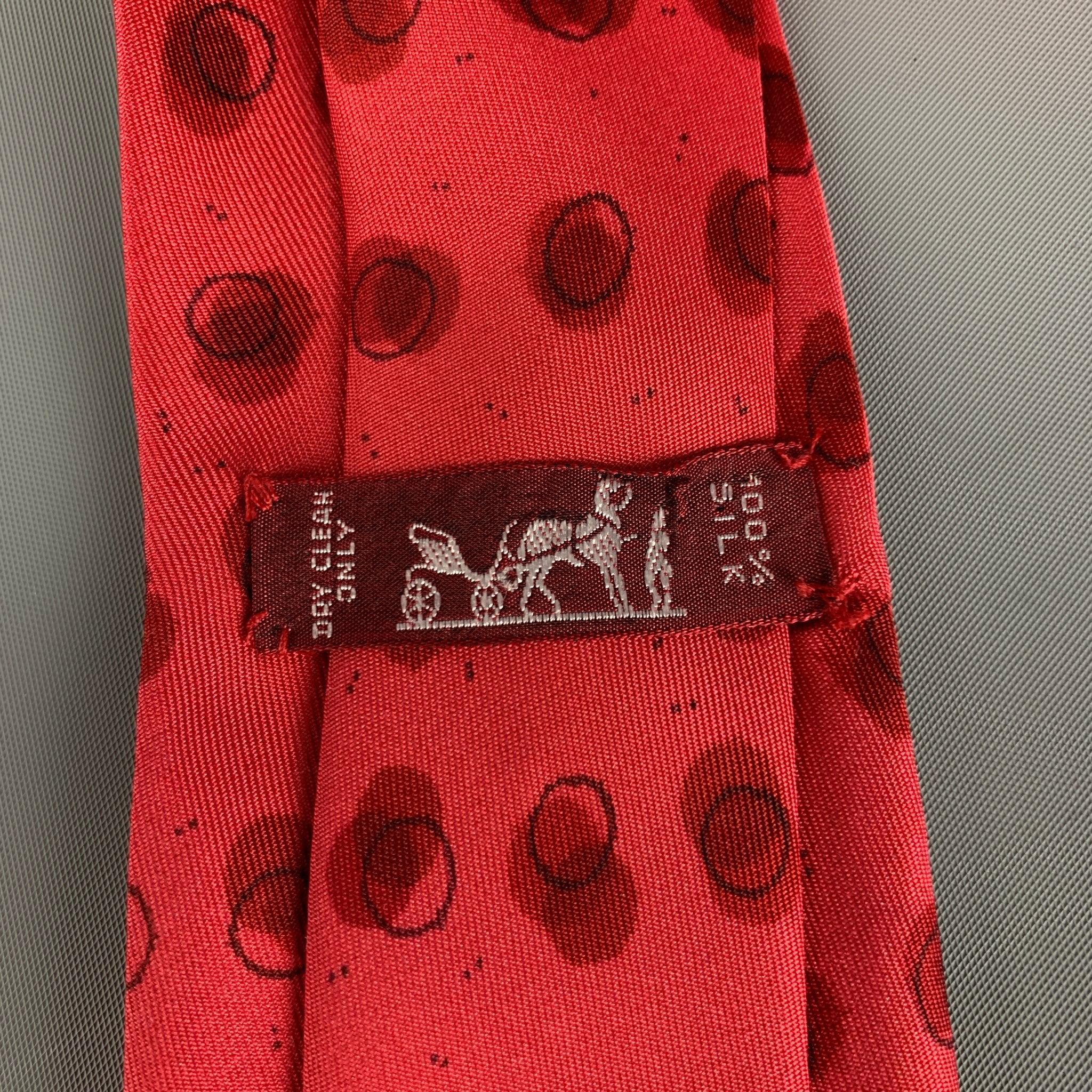 Men's HERMES 5175 IA Red Circles Silk Tie