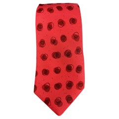 HERMES 5175 IA Red Circles Silk Tie