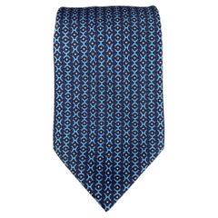 HERMES 5366 OA Navy Blue Abstract Silk Tie