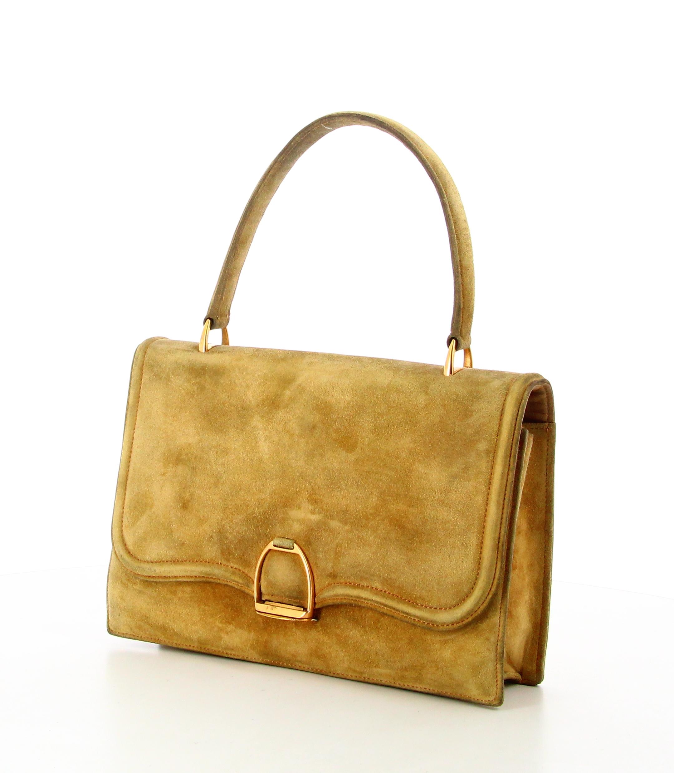 Hermes 60's etrier Veau Doblis handbag In Good Condition For Sale In PARIS, FR