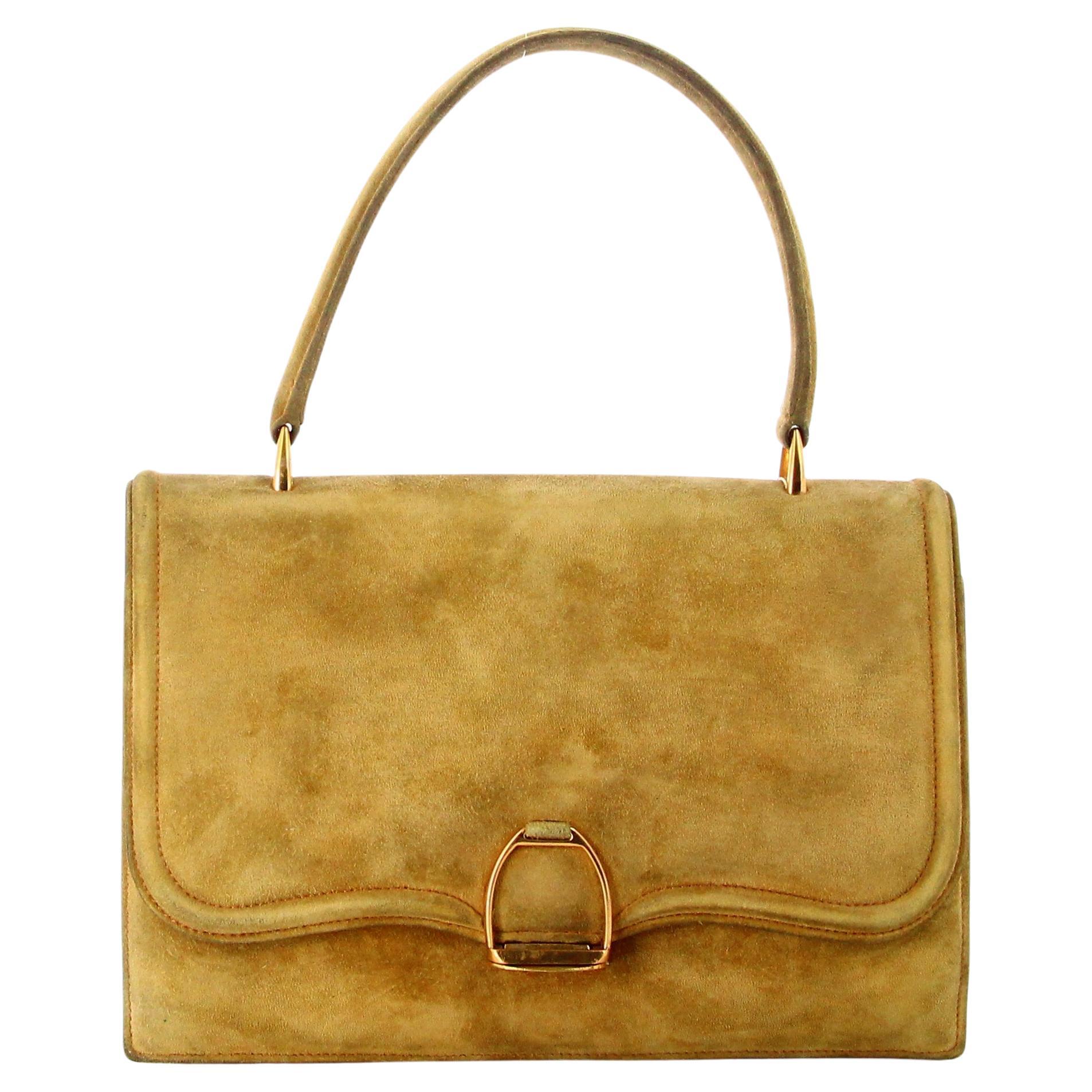 Hermes 60's etrier Veau Doblis handbag For Sale