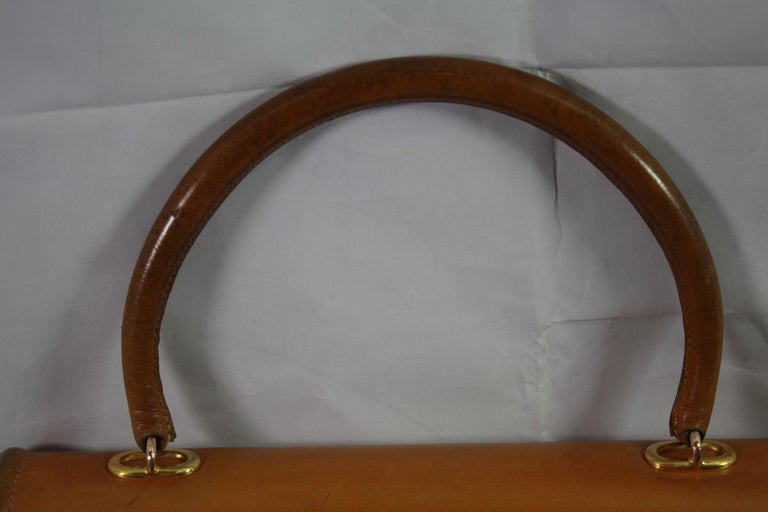 Brown Hermes 60's Vintage Natural Leather Chaine D'ancre Bag For Sale