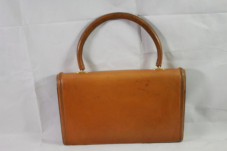 Hermes 60's Vintage Natural Leather Chaine D'ancre Bag In Good Condition For Sale In Paris, FR