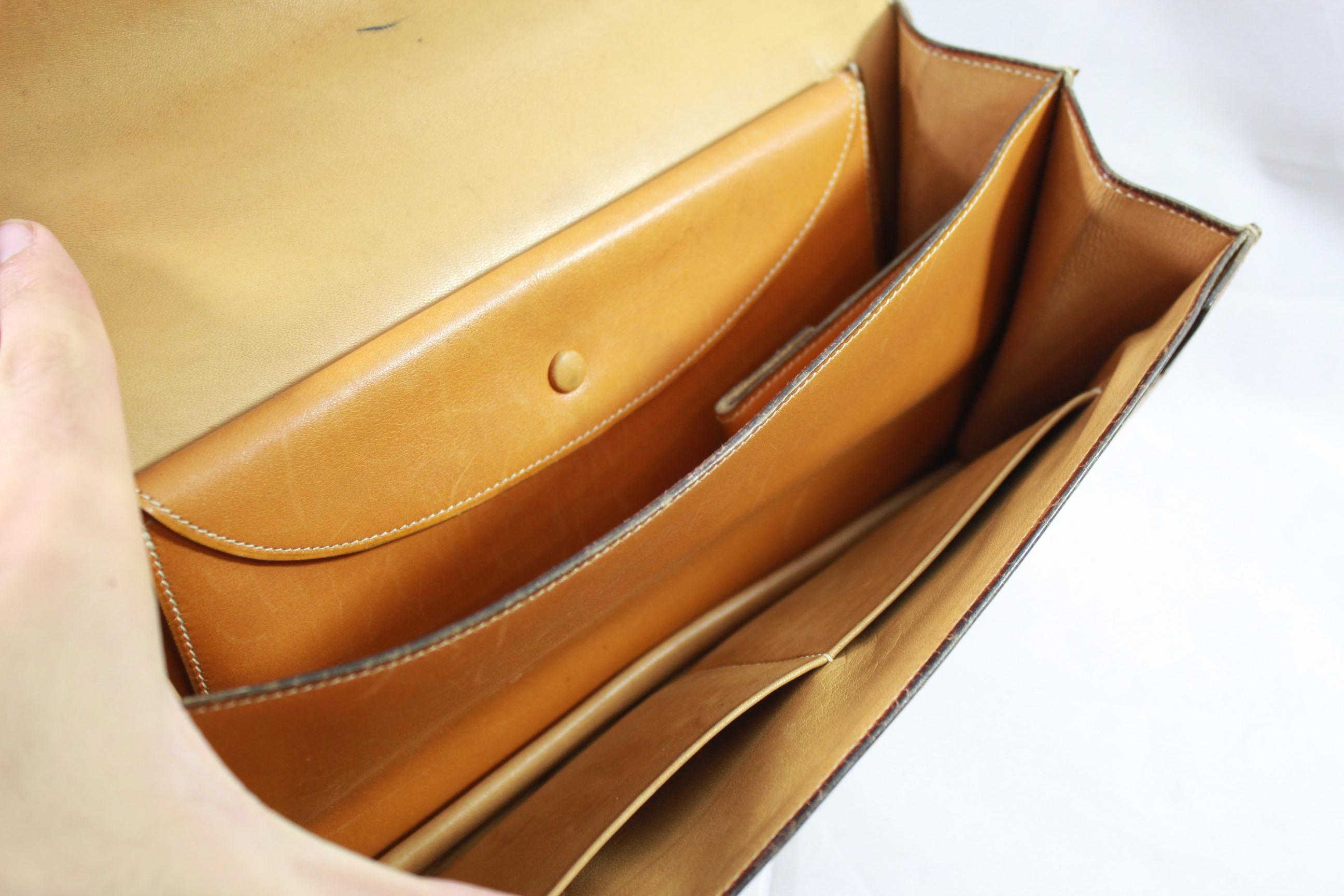 Brown Hermes 60's Vintage Natural Leather Chaine D'ancre Bag For Sale