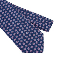 Hermes 7 Cheval Rebelle Tie Marine Rose Bleu Heavy Silk Twill