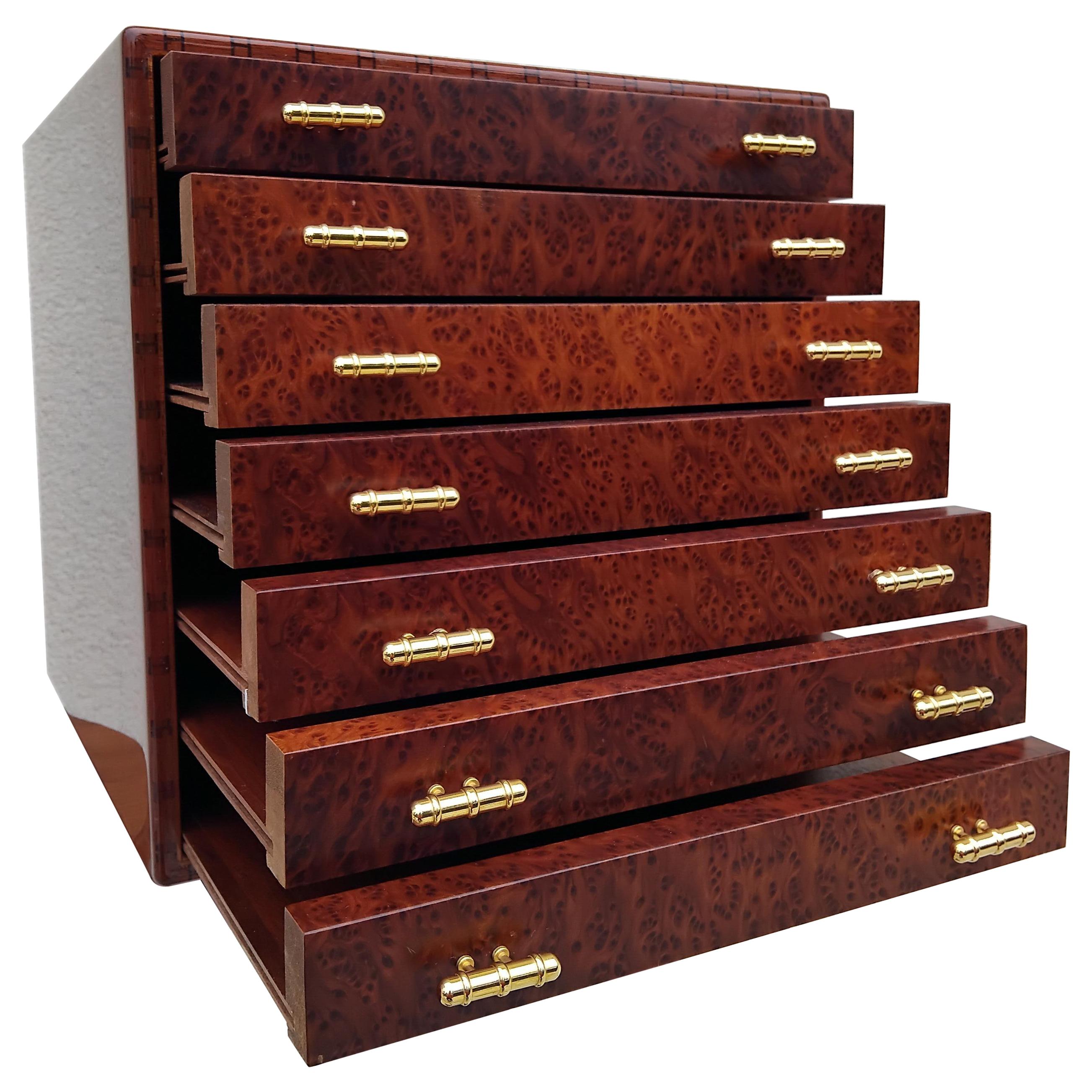 Hermès 7 Drawers Chest Semainier in Wood for Scarves or Jewels For Sale 8