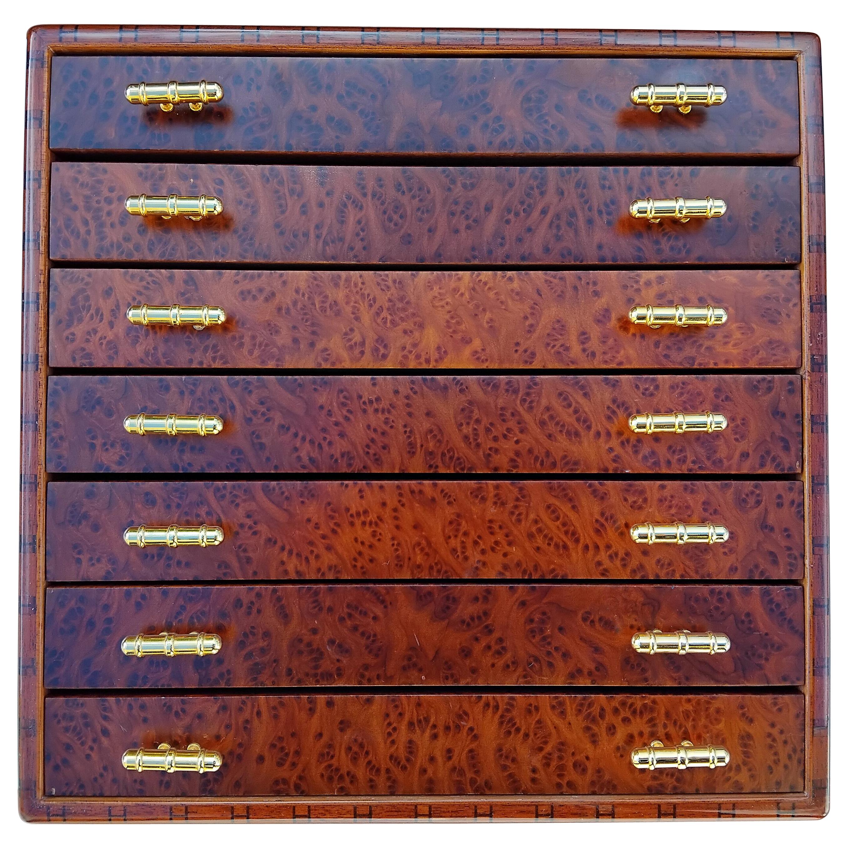 Rare and Gorgeous Authentic Hermès Drawer

To store scarves, but can be used for jewels as well

Made of burl wood veneer

Edges decorated with 
