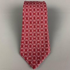 HERMES 7058 TA Purple White Equestrian Silk Tie