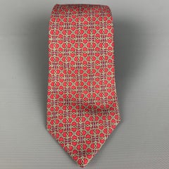HERMES 7093 OA Burgundy Olive Abstract Silk Tie