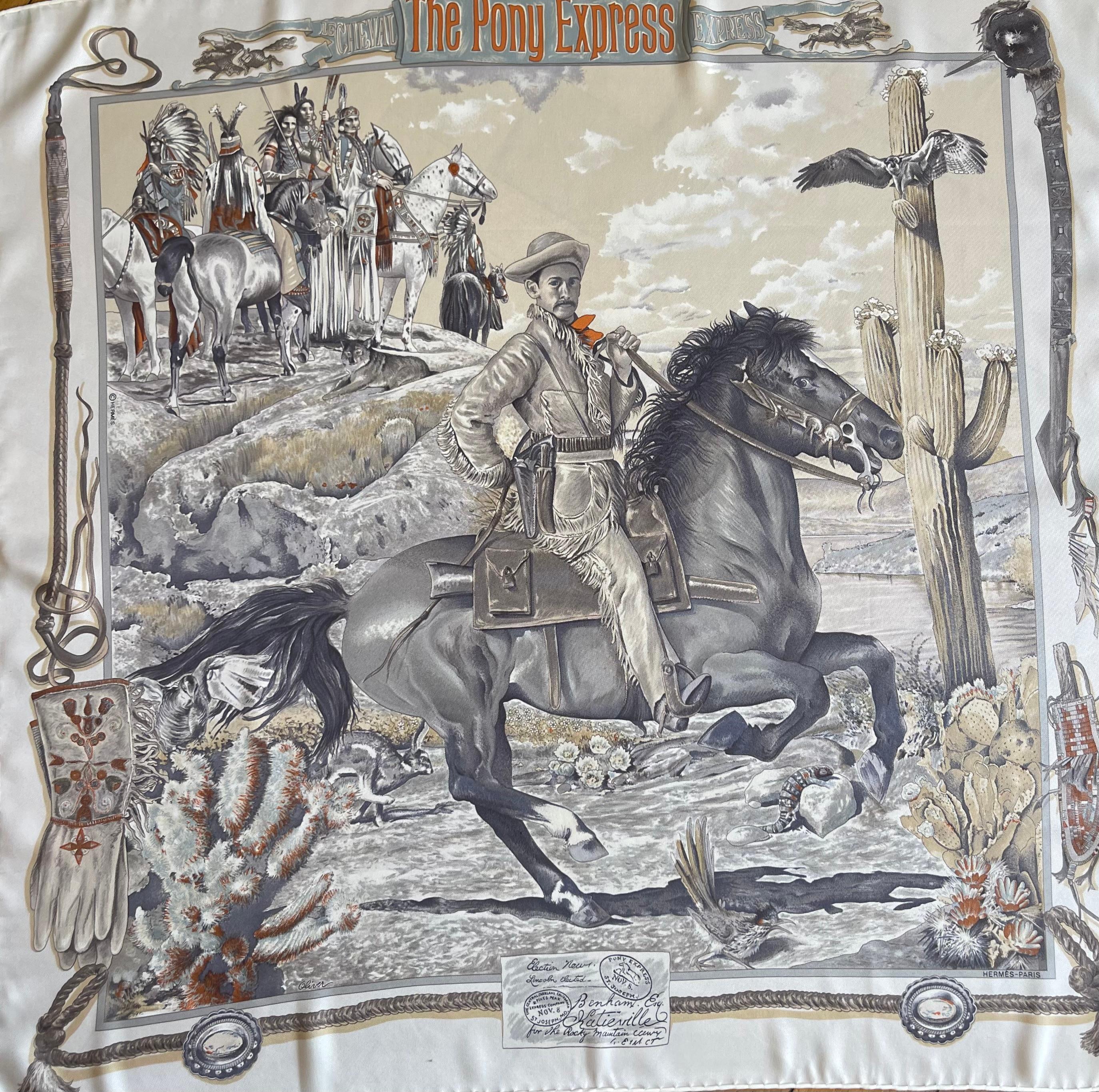 Grigio Hermès 70cm Silk Scarf 