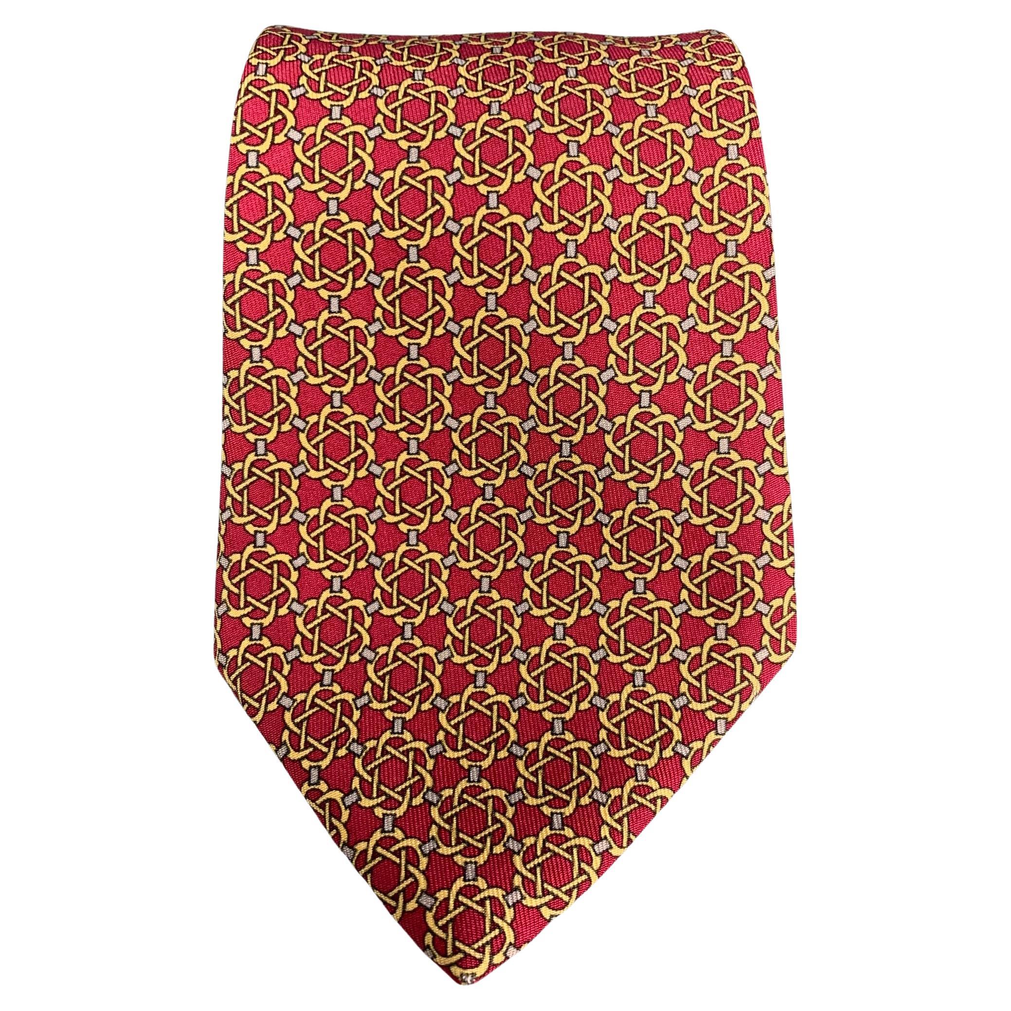 Hermès Hot Pink Geometric Silk Tie For Sale at 1stDibs