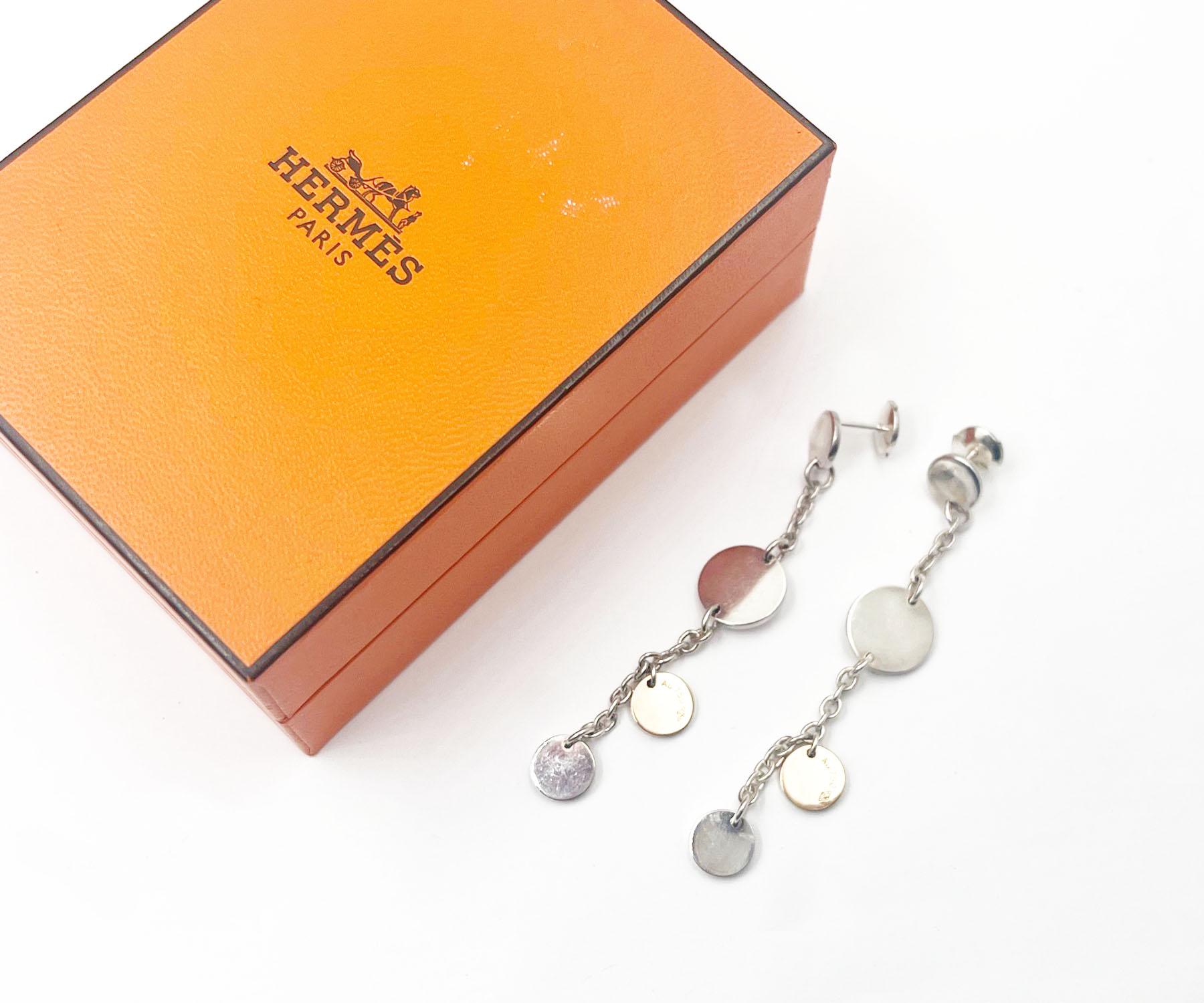 Artisan Hermes 925 750 Rose Gold Confetti Piercing Earrings