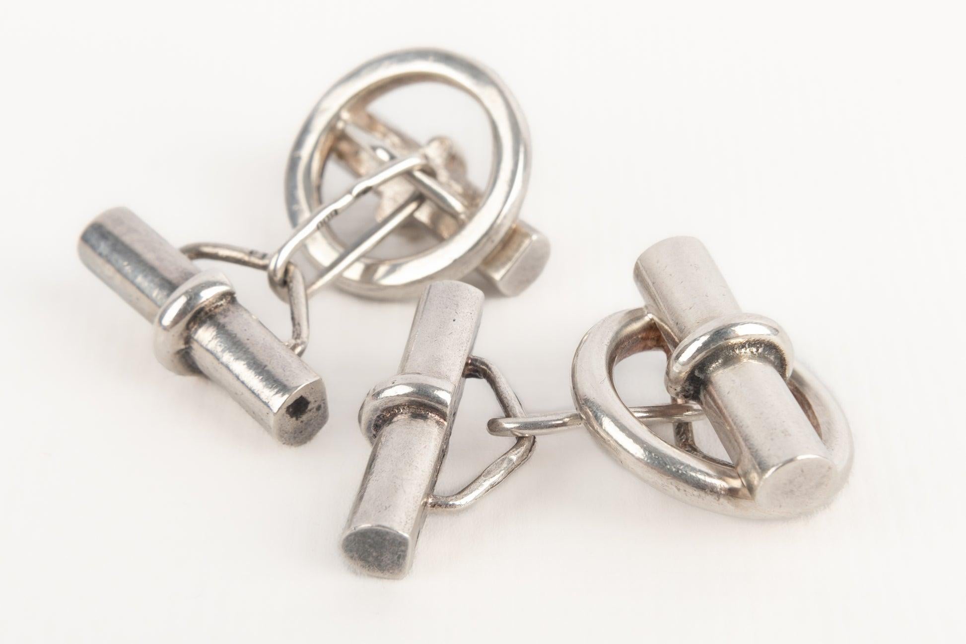 Boutons de manchette en argent 925 Hermès Excellent état à SAINT-OUEN-SUR-SEINE, FR