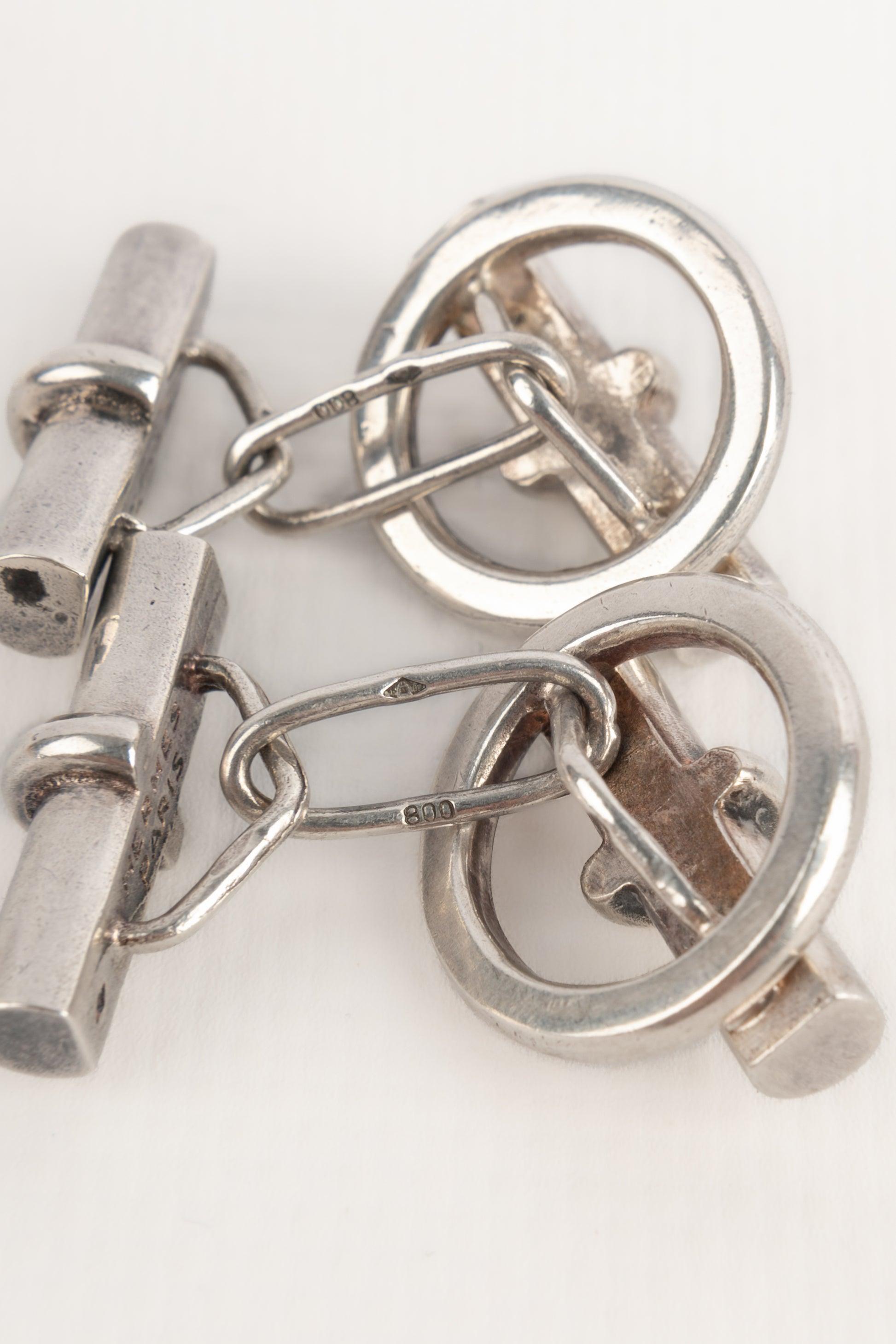  Boutons de manchette en argent 925 Hermès Pour hommes 