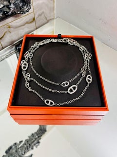 Hermes 925 Sterling Silver Extra Long Farondole Necklace