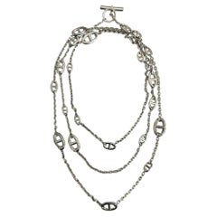 Hermes 925 Sterling Silver Extra Long Farondole Necklace