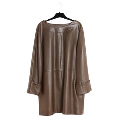 Hermès 99A Martin Margiela Robe FR38 Braunes Leder Top Tunique Kleid US8 Hermes