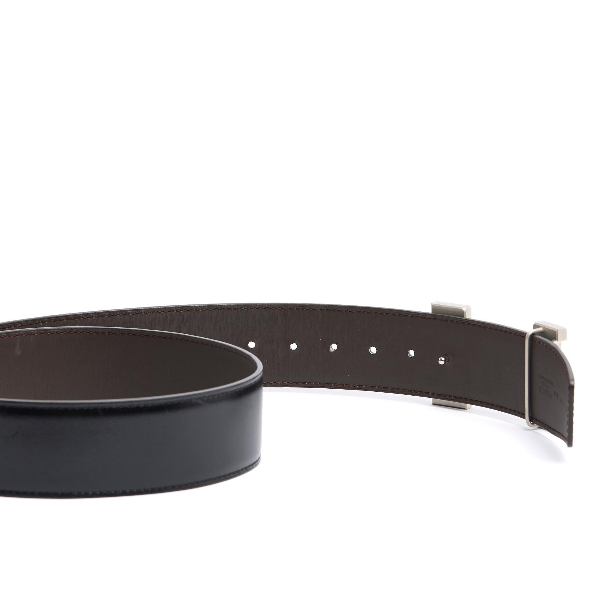 Women's or Men's Hermès A composer 42 mm Ceinture T80 Black Silver Reversible H Belt US30 Hermes For Sale