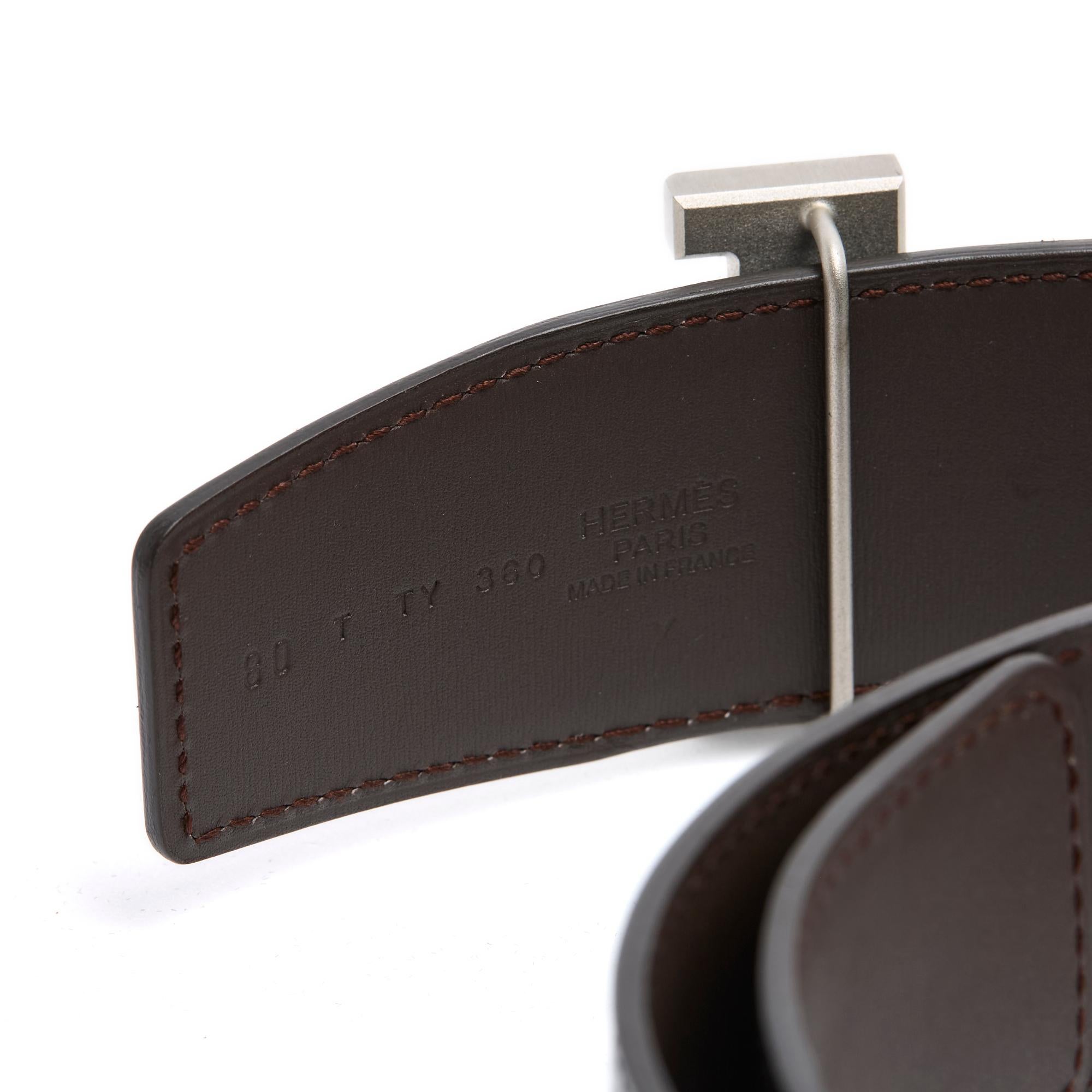Hermès A composer 42 mm Ceinture T80 Black Silver Reversible H Belt US30 Hermes For Sale 1