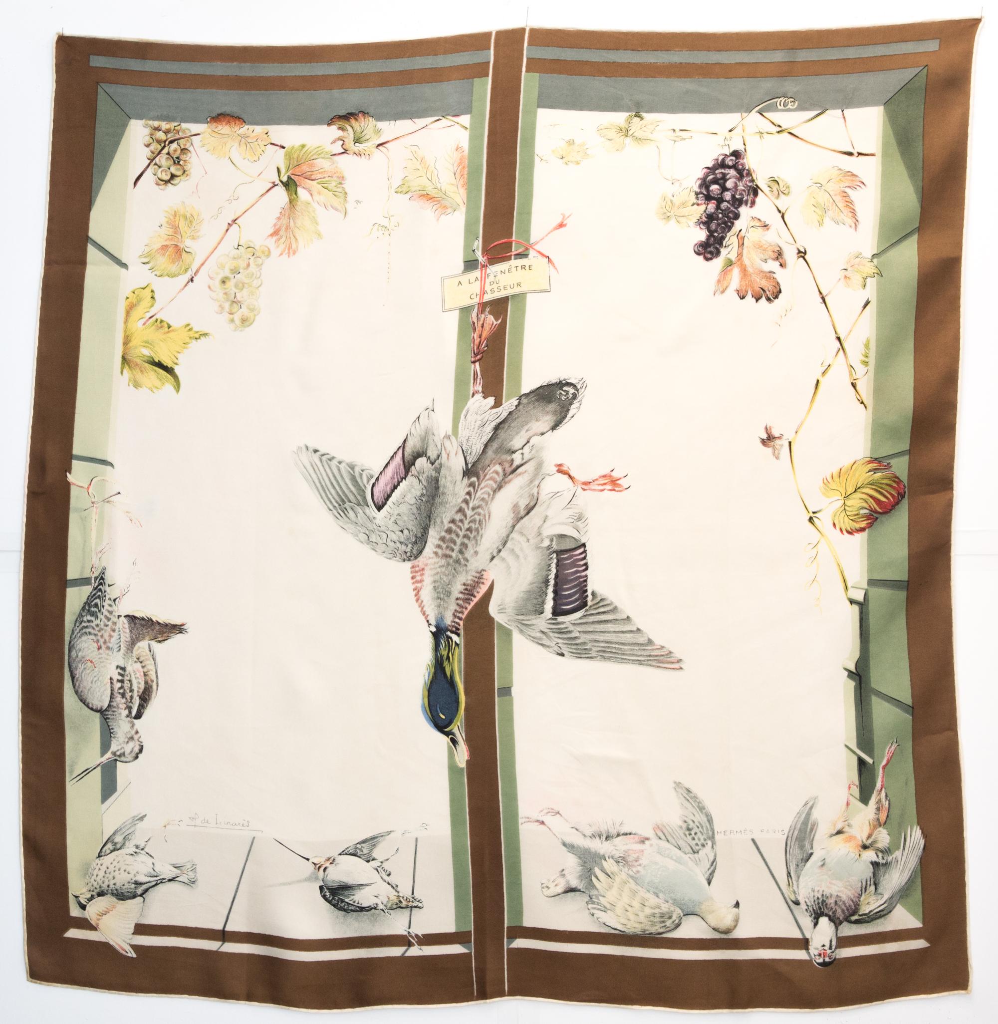 Pañuelo de seda Hermes A La Fenetre Du Chasseur by H. De Linares en venta 2