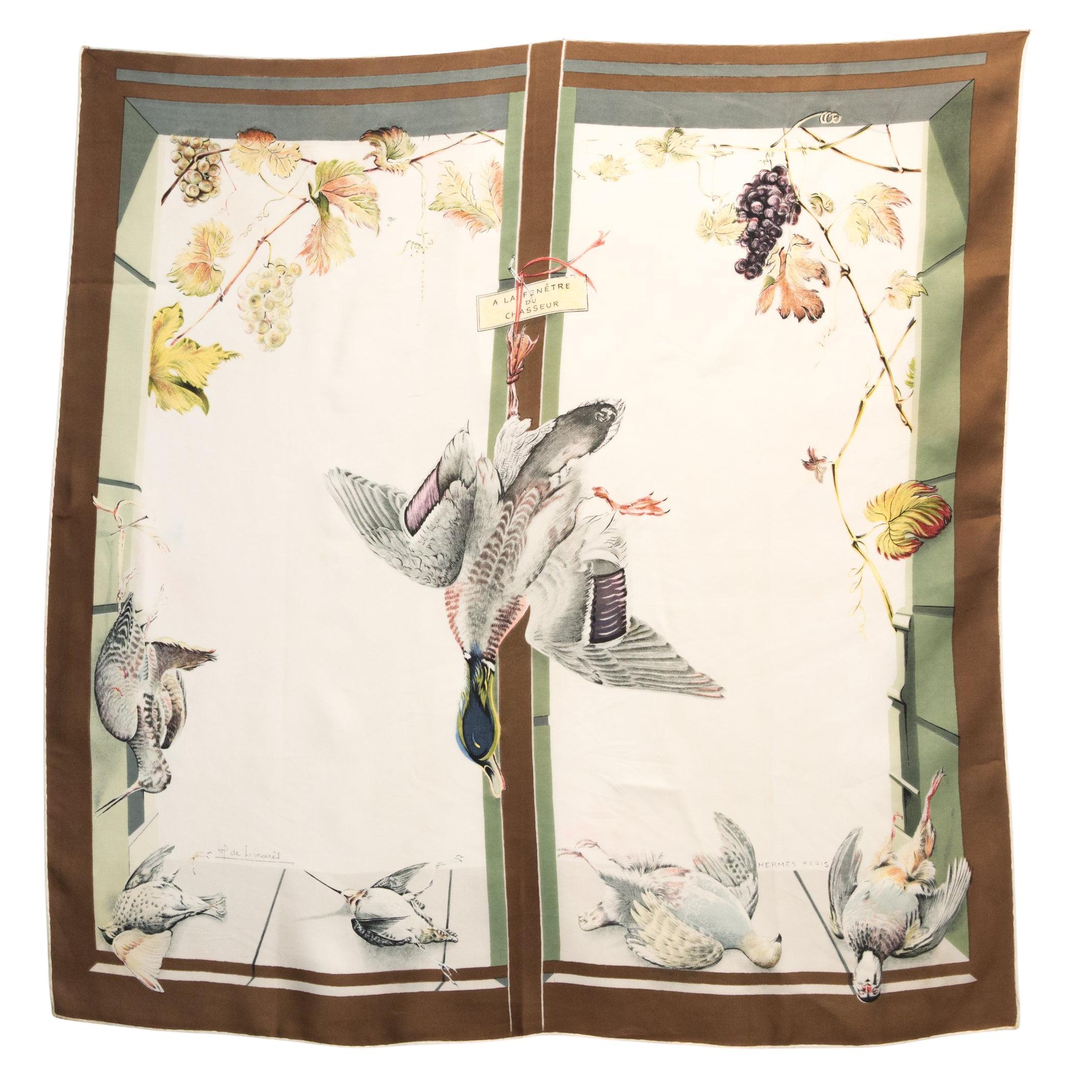 Hermes A La Fenetre Du Chasseur by H. De Linares Silk Scarf