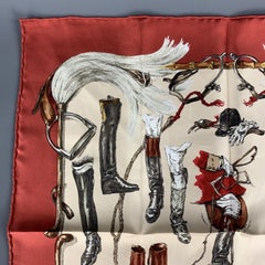 HERMES A Propos de Bottes Brick Silk Pocket Square