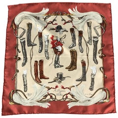 HERMES A Propos de Bottes Brick Silk Pocket Square