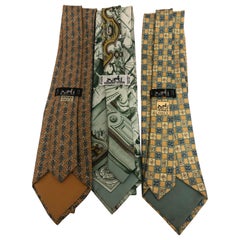 HERMES a Trio of Vintage Ties Including Rare 1992 Azulejos du Palais de Queluz