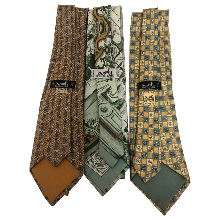 HERMES a Trio of Vintage Ties Including Rare 1992 Azulejos du Palais de  Queluz at 1stDibs