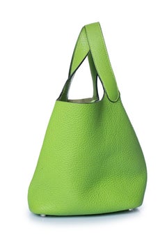 Hermes, a vert cru clémence leather picotin 18 bag
