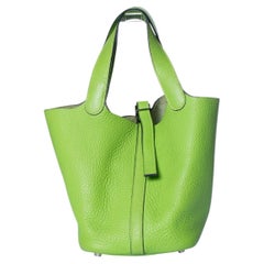 Hermes, a vert cru clémence leather picotin 18 bag
