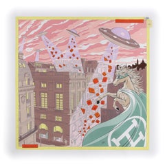 HERMES A/W 2017 Dimitri Rybaltchenko "Space Shopping Au Faubourg" Silk Scarf NWT