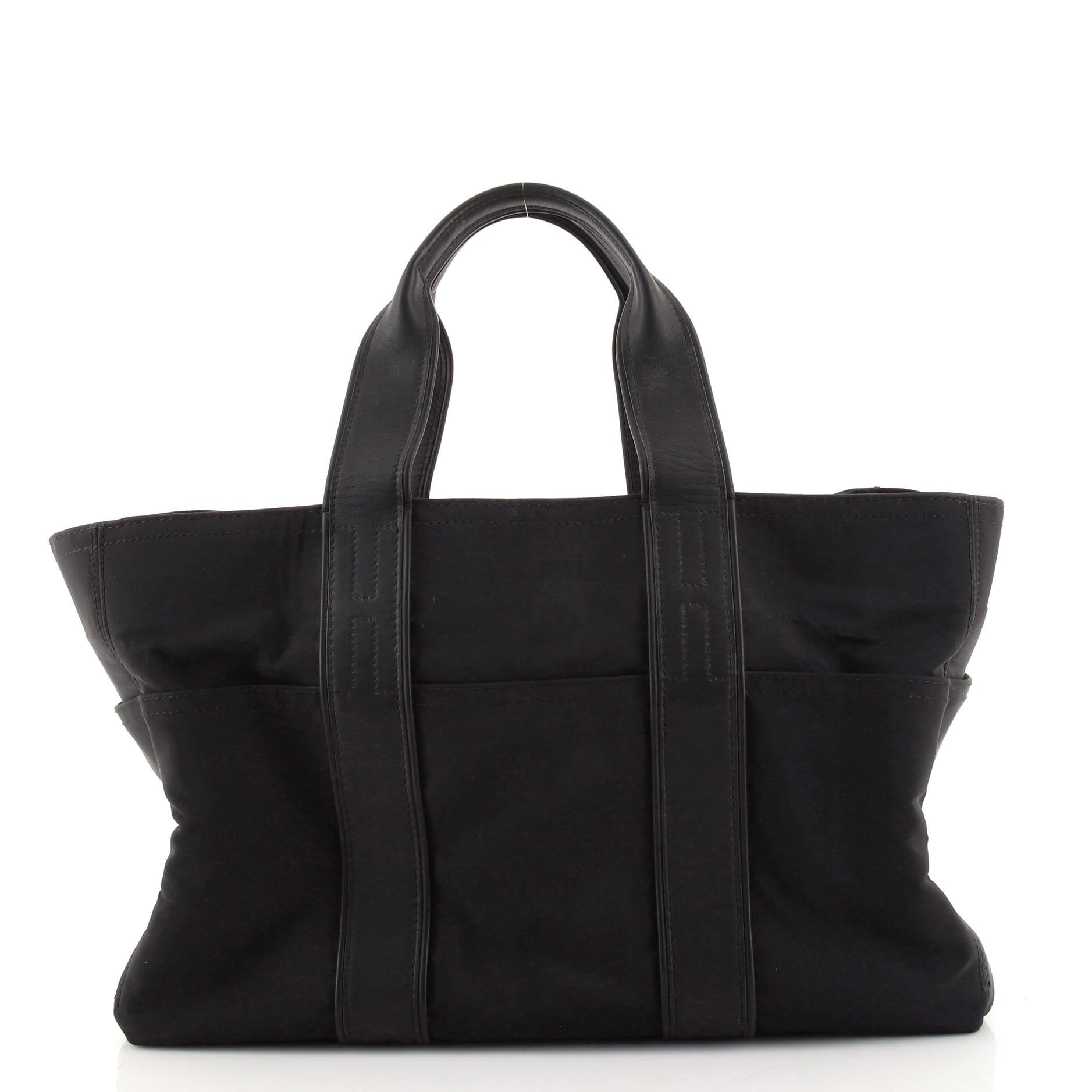 Black Hermes Acapulco Tote Nylon and Leather MM