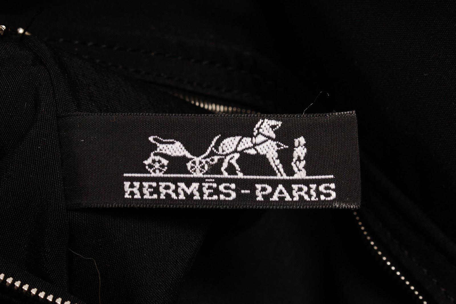 Women's Hermes Acapulco Vanity Black Stripes Canvas Travel Case Bag