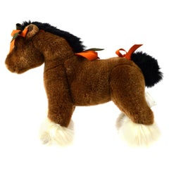 Hermes Acrylic Brown Orange White Horse Children Plush Novelty Toy 