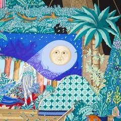 Hermes "Acte III, Scene I, La Clairiere" Blue Silk Scarf