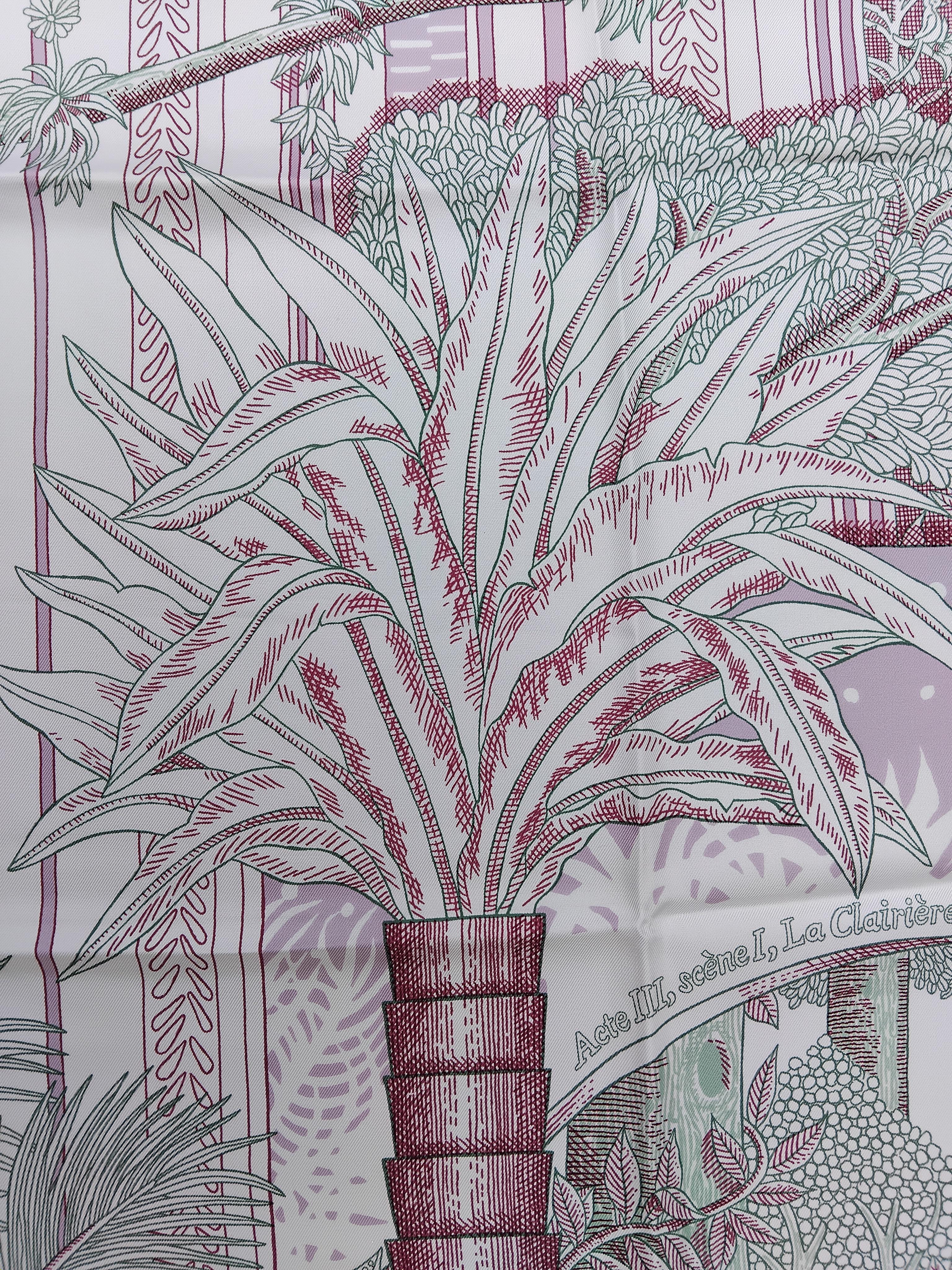 Hermès Acte III Scene I La Clairiere Silk Scarf White Purple 35' For Sale 6