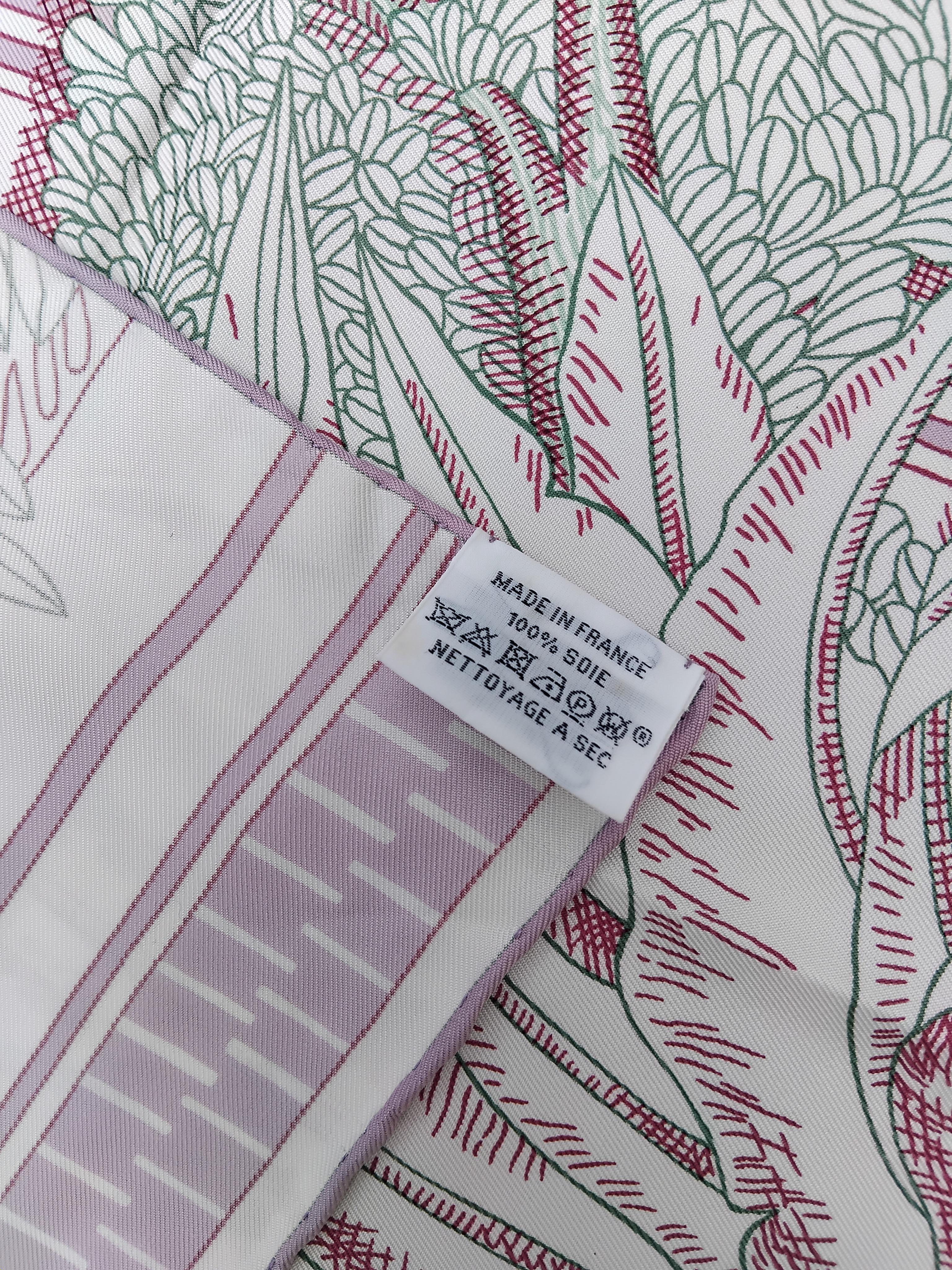 Hermès Acte III Scene I La Clairiere Silk Scarf White Purple 35' For Sale 7