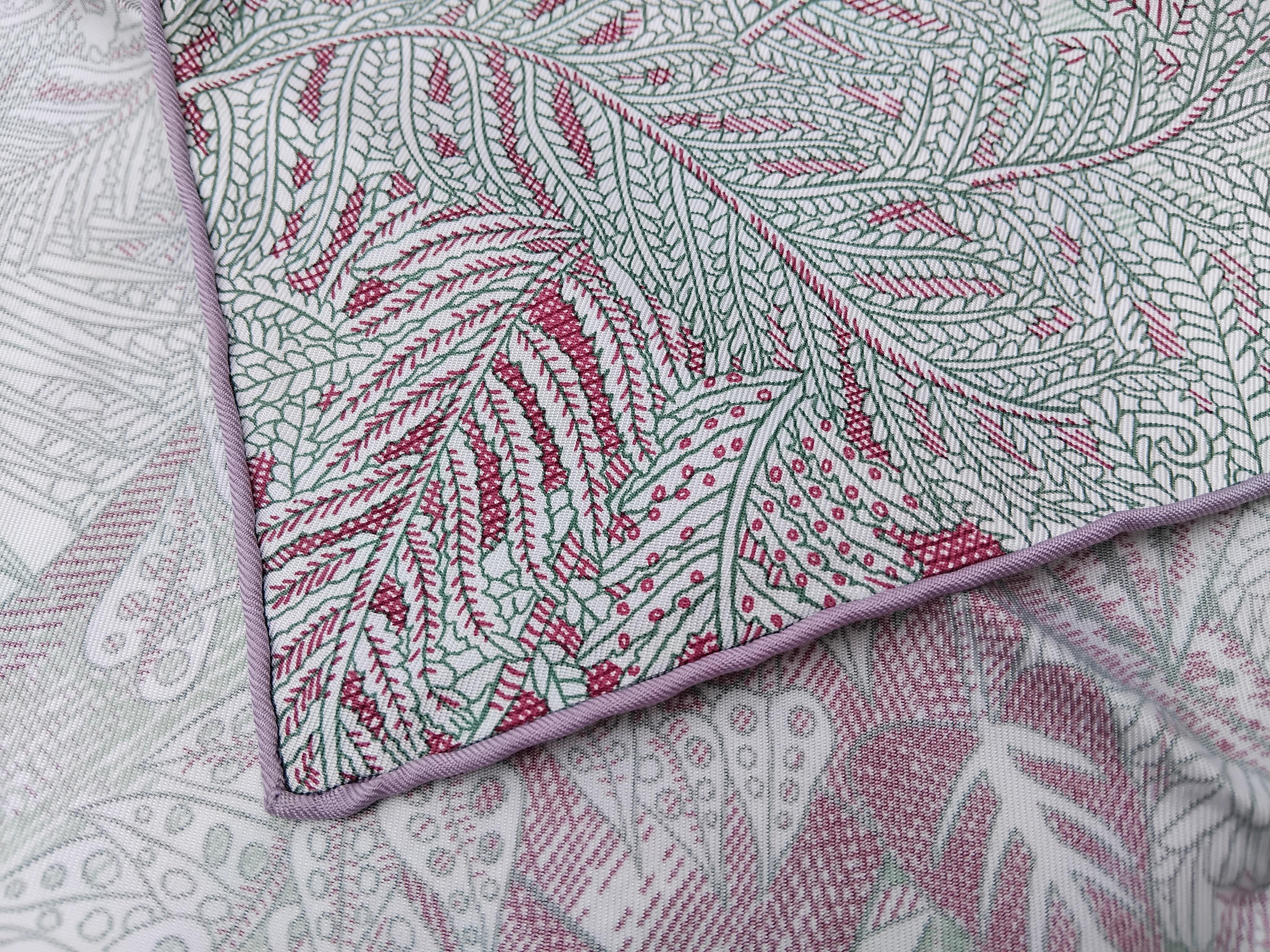 Hermès Acte III Scene I La Clairiere Silk Scarf White Purple 35' For Sale 8