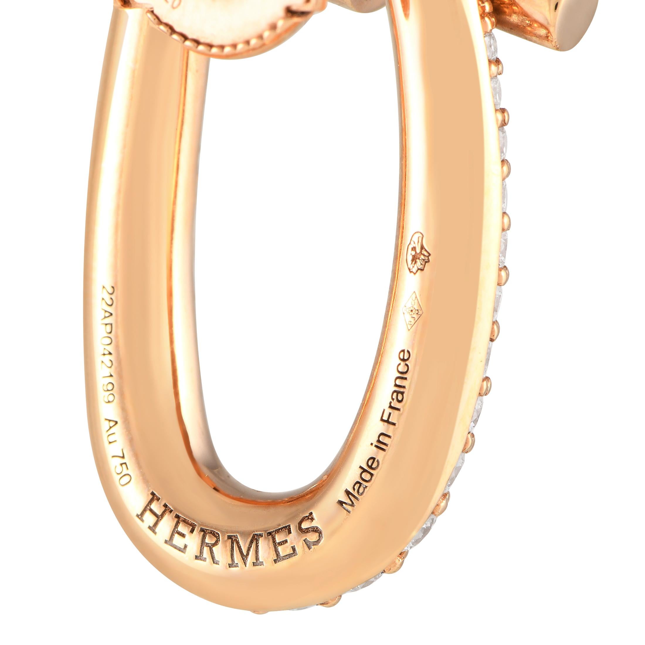 Hermes Adage 18K Rose Gold 2.42ct Diamond Earrings For Sale at 1stDibs