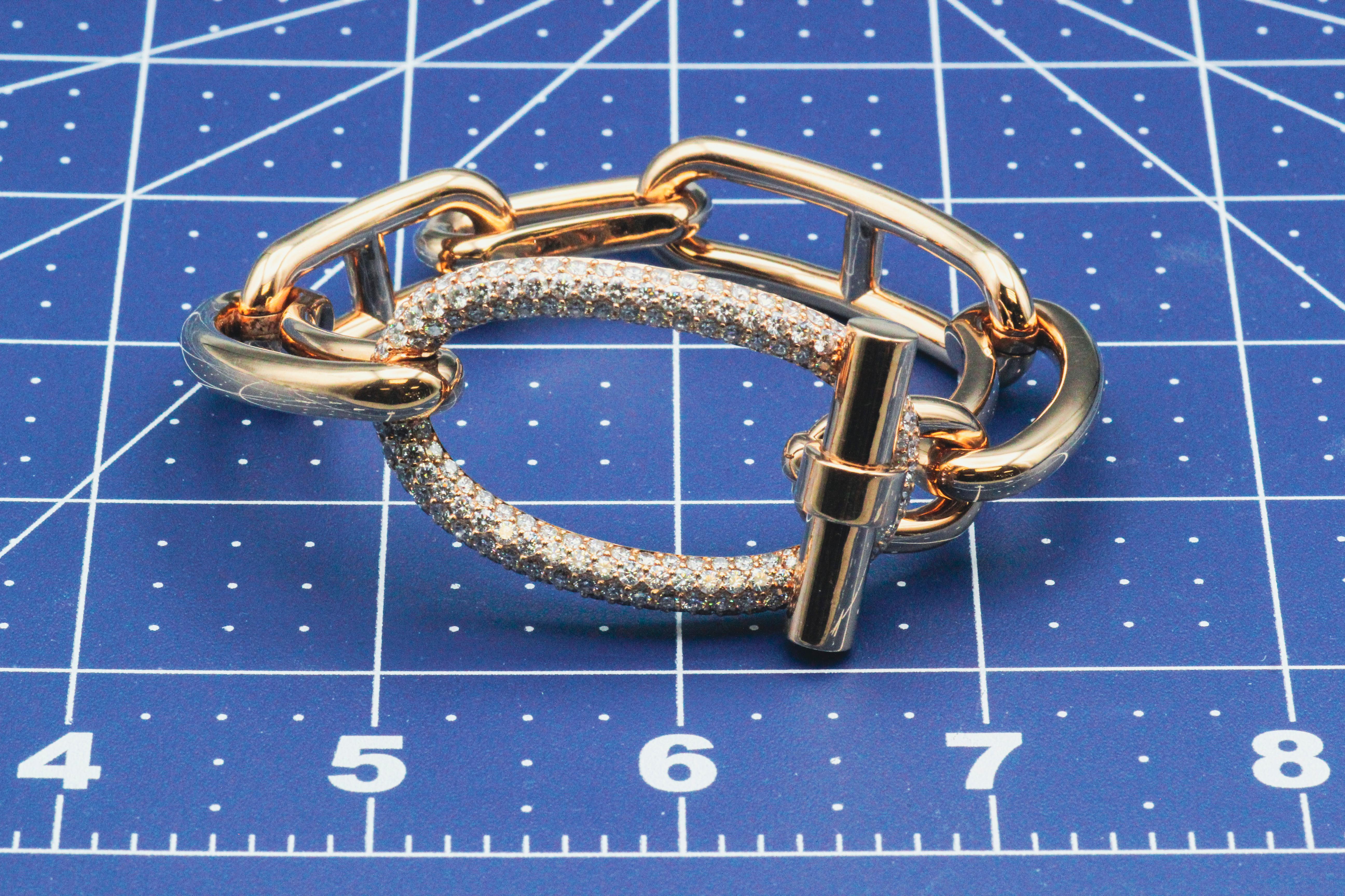 Hermès Adage Bracelet en or rose 18 carats avec diamants en vente 5