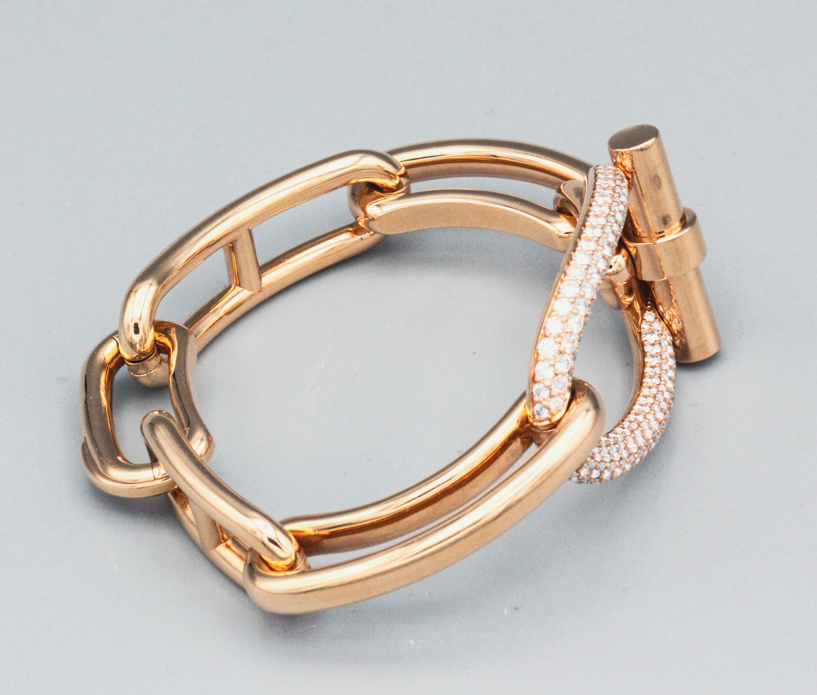 Hermès Adage Diamant-Armband aus 18 Karat Roségold (Brillantschliff) im Angebot