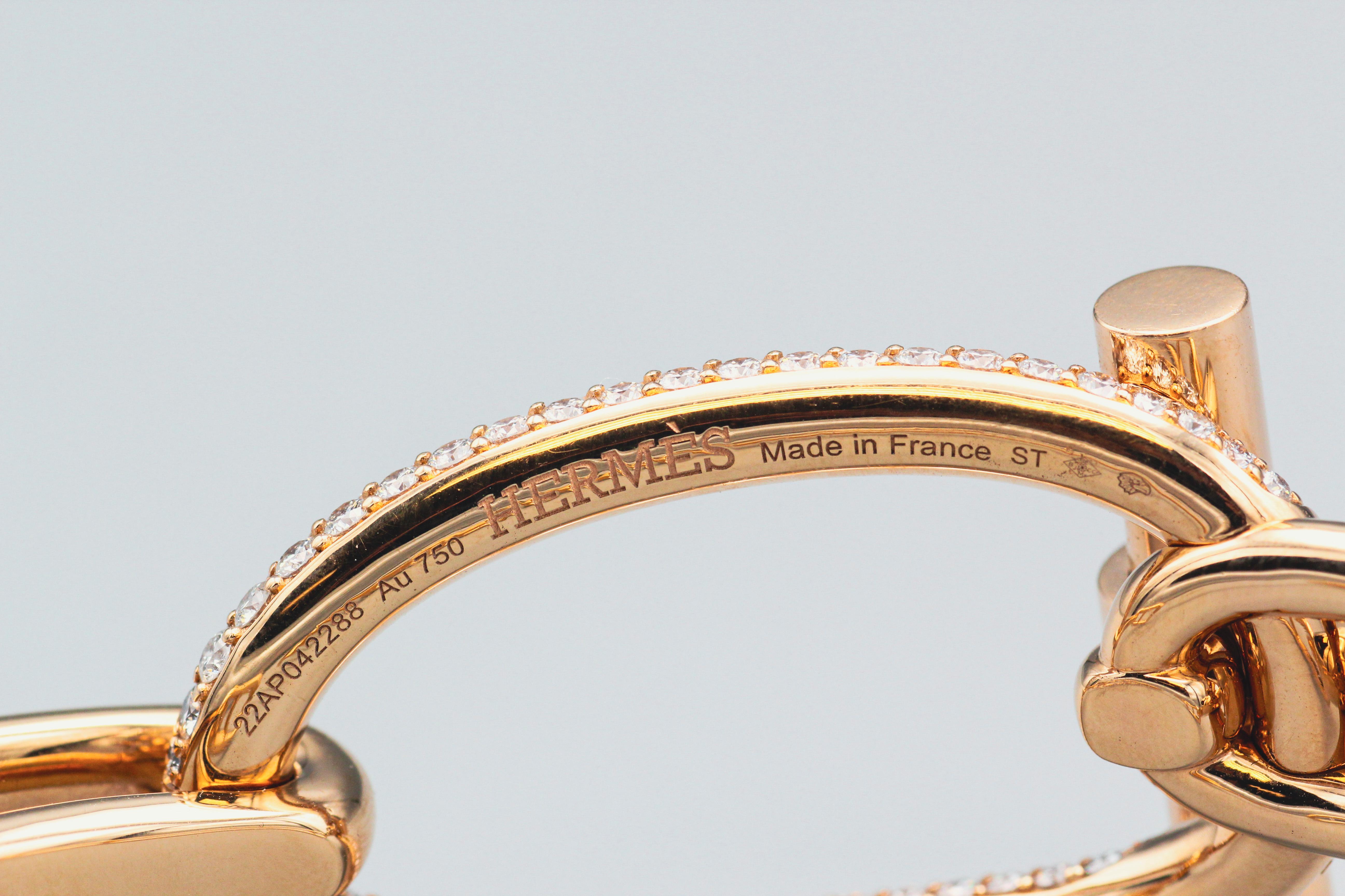 Hermès Adage Bracelet en or rose 18 carats avec diamants en vente 3