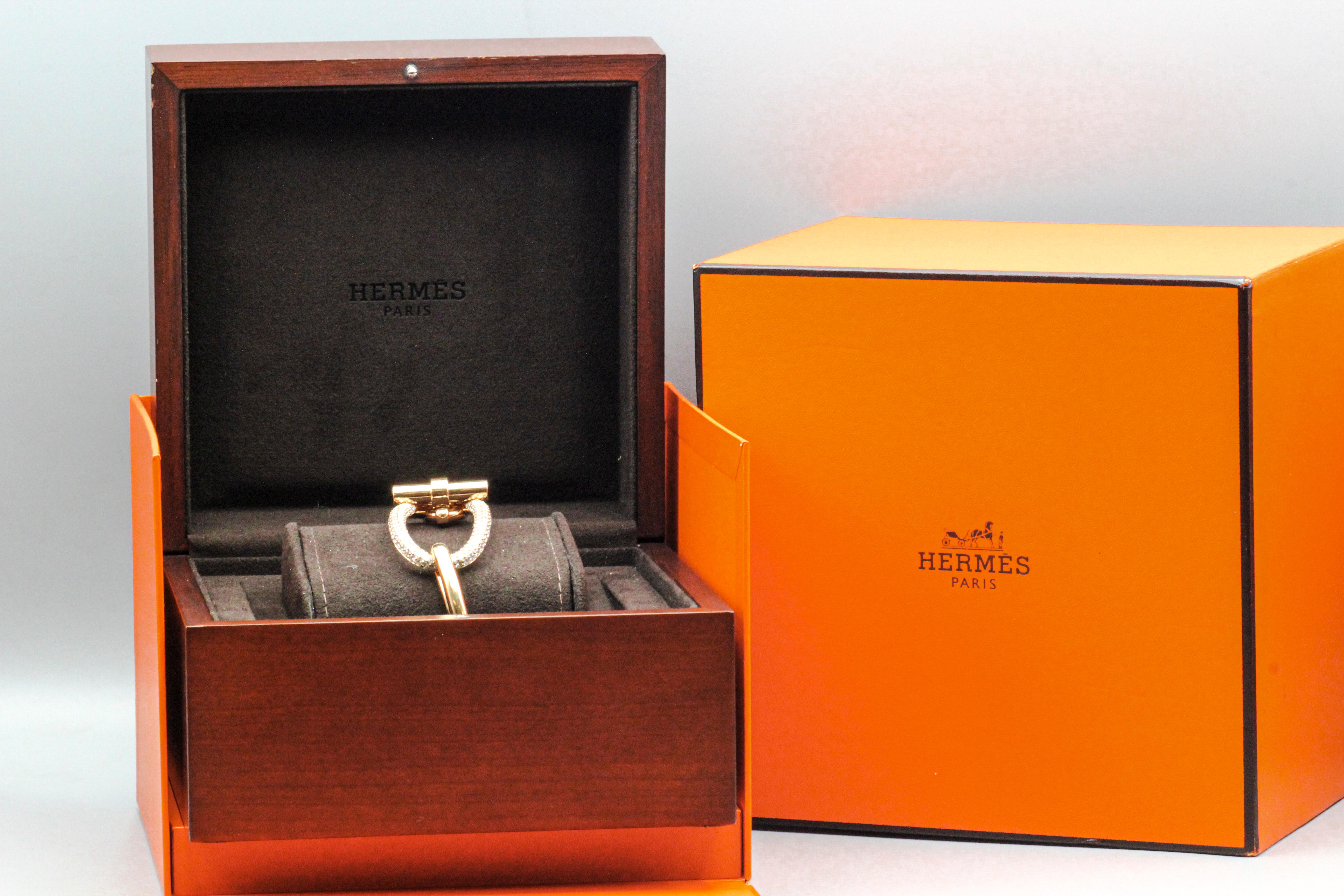 Hermès Adage Diamond 18 Karat Rose Gold Bracelet For Sale 1