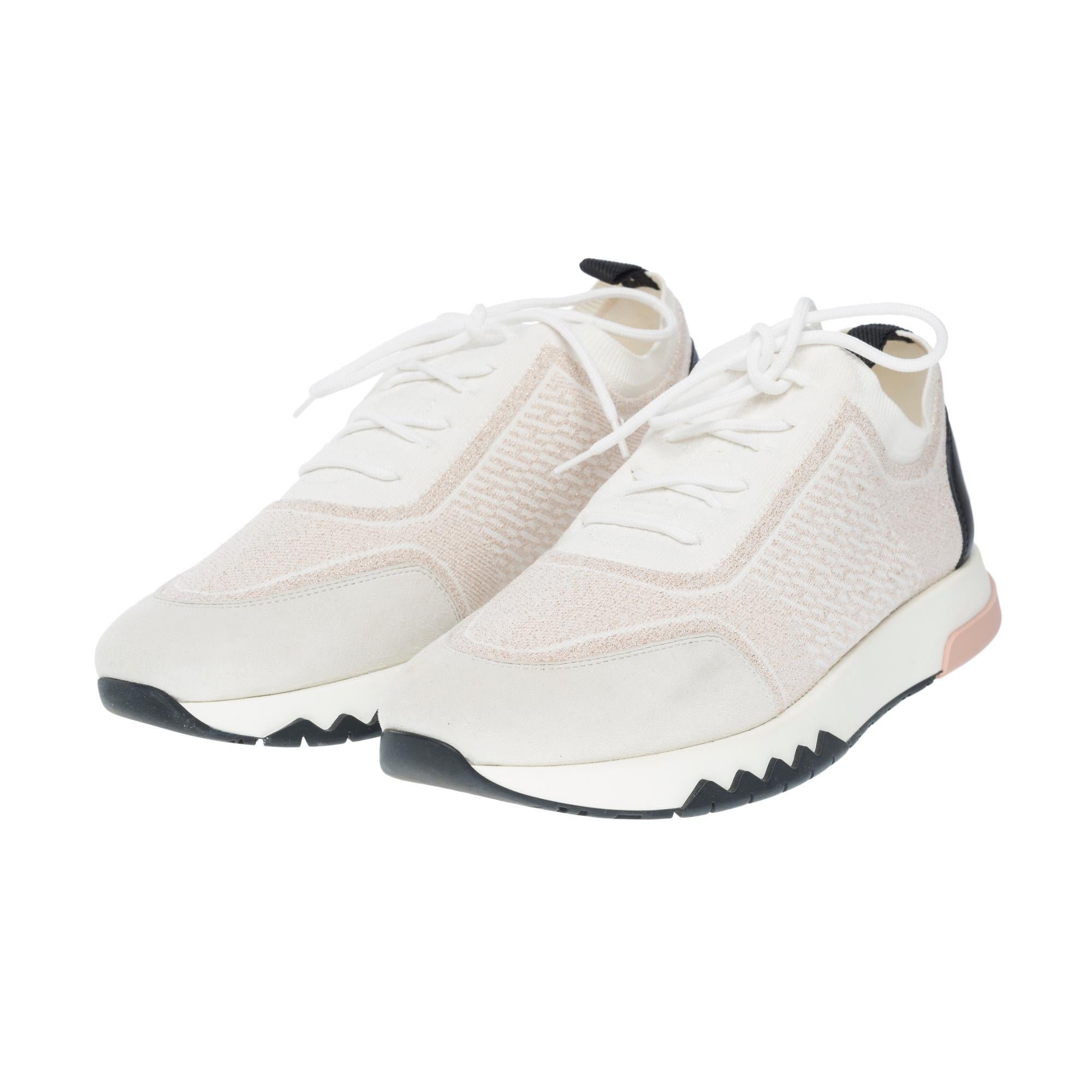 Hermès Addict Sneakers aus zweifarbigem Metallic-Mesh, Kalbs- und Ziegensamt auf grafischer Sohle, für einen sportlichen und modernen Look
Hergestellt in Italien
Größe: 40.5

Referenznummer: 102211

Allgemeiner Zustand: 8.5/10
In ausgezeichnetem