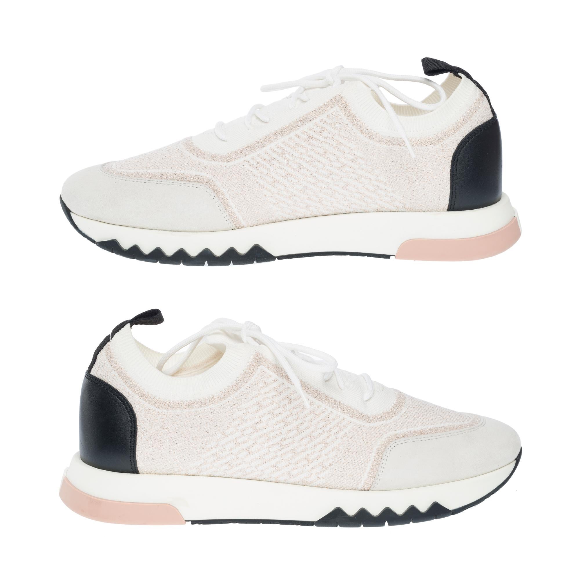 Hermès Addict Sneakers aus Metallic-Mesh in Bicolor, Kalb und Ziege Herren im Angebot