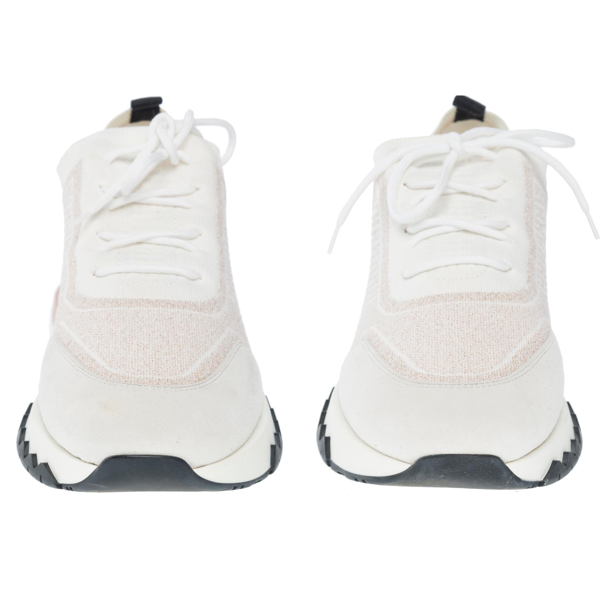 Hermès Addict Sneakers aus Metallic-Mesh in Bicolor, Kalb und Ziege im Angebot 2