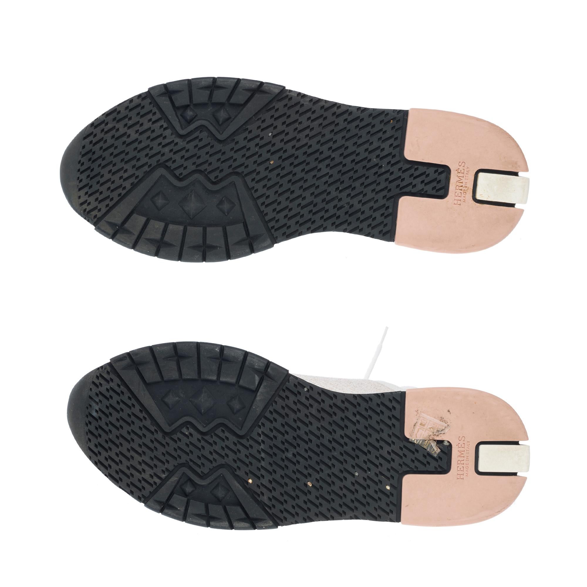 Hermès Addict Sneakers aus Metallic-Mesh in Bicolor, Kalb und Ziege im Angebot 3