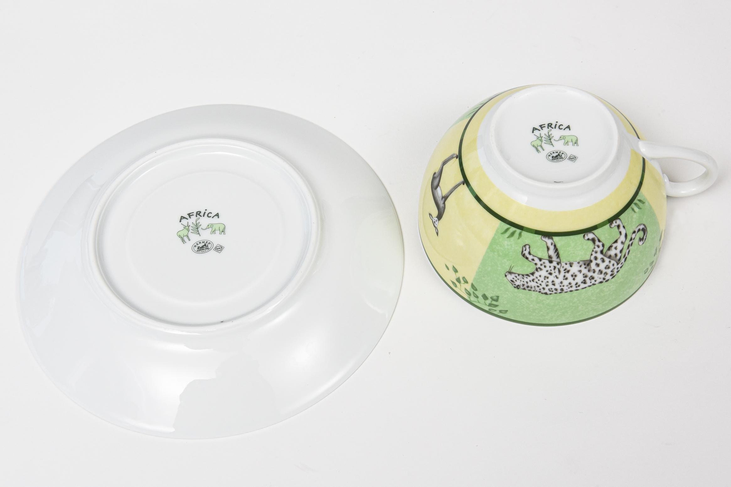 Hermes Africa Green Morning Breakfast Set, Pair of Cup with Saucer and Plate 6